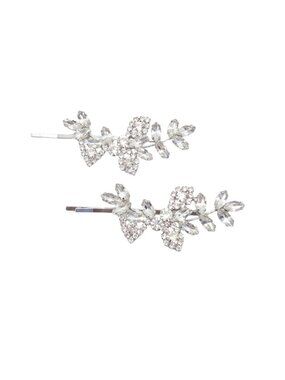 3/$20 NIP | Silver Floral Rhinestone Bobby Pin Hair Clip Set Crystal Wedding